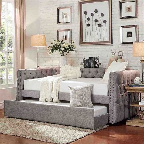Homevance Vanderbilt Tufted Trundle Twin Day Bed In 2021 Full Daybed