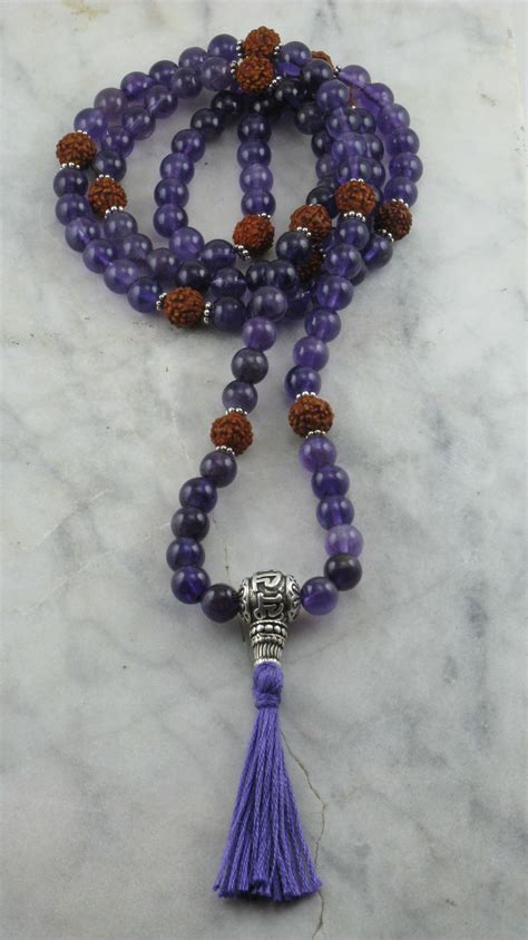 Devotion Mala Beads 108 Amethyst Mala Beads Hindu Prayer Beads