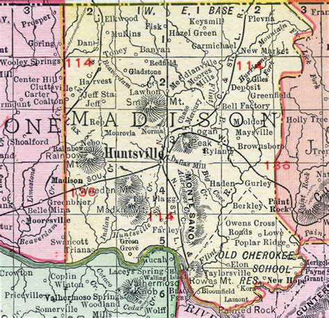 Madison County Alabama Map 1911 Huntsville Madison