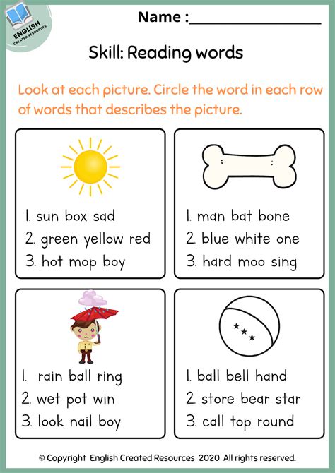 First Grade Basic Skills Worksheets English Created Resources