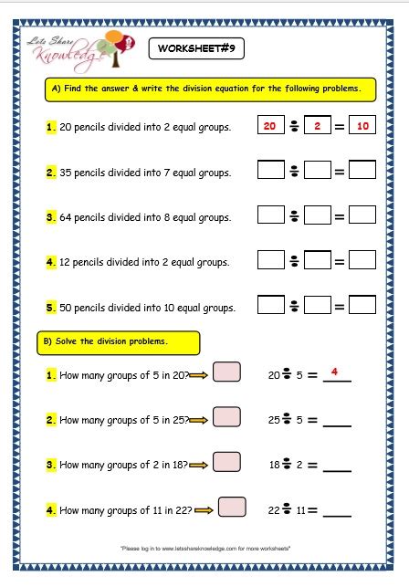 grade 3 maths worksheets division 62 division by