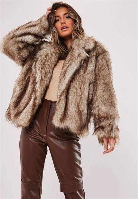 missguided brown faux fur collared coat brown faux fur coat brown fur coat coat