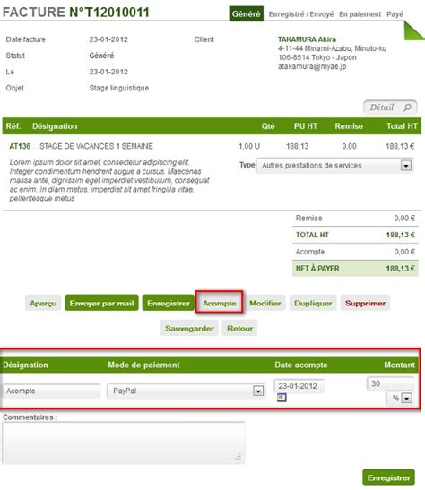 Acompte Auto Entrepreneur  myAE  Créer Acompte auto entrepreneur