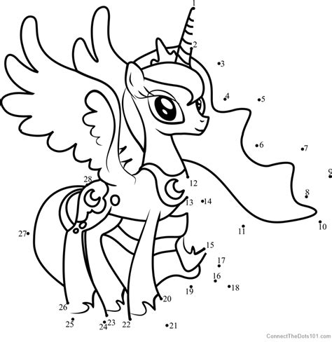 Is your kindergartner having trouble holding a pencil correctly? Princess Luna My Little Pony dot to dot printable ...