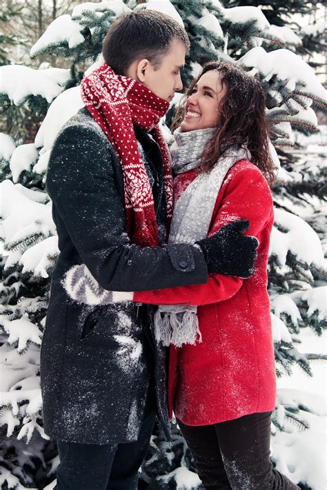 Free Images Nature Snow Cold Winter People Love Coat Red