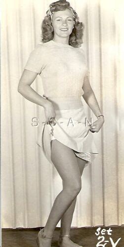 Org Vintage S S Sepia Semi Nude RP Brunette Lift Skirt Shows Legs