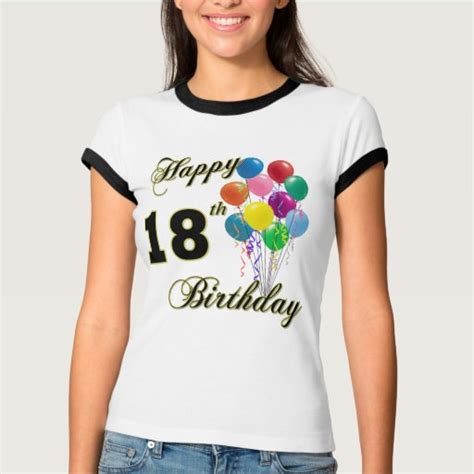 Happy 18th Birthday T Shirt With Balloons Zazzle