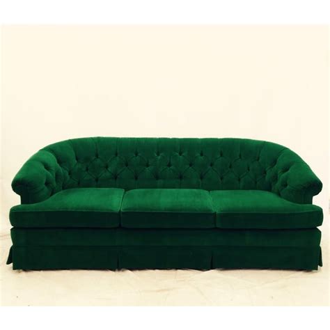 Vintage Tufted Back Green Velvet Sofa Chairish