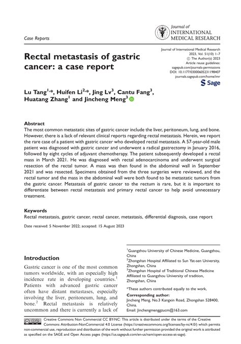Pdf Rectal Metastasis Of Gastric Cancer A Case Report