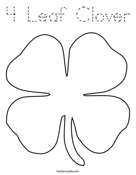 4 Leaf Clover Coloring Page Tracing Twisty Noodle