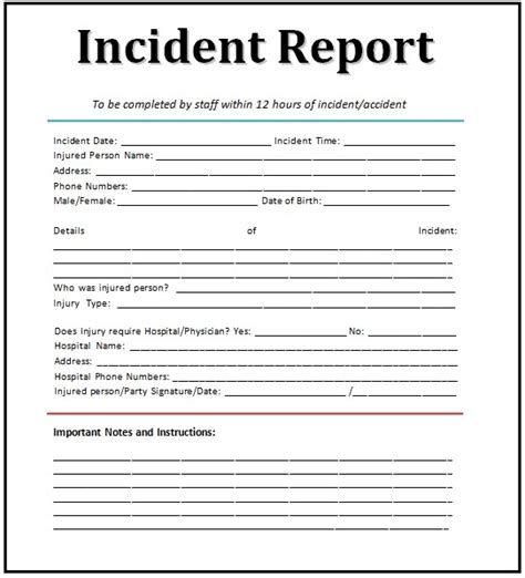 Incident Report Format Free Report Templates