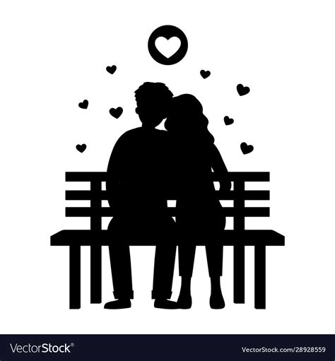 Black Silhouette Couple In Love Is Sitting Vector Image