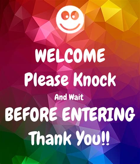 Welcome Please Knock And Wait Before Entering Thank You Poster Ms