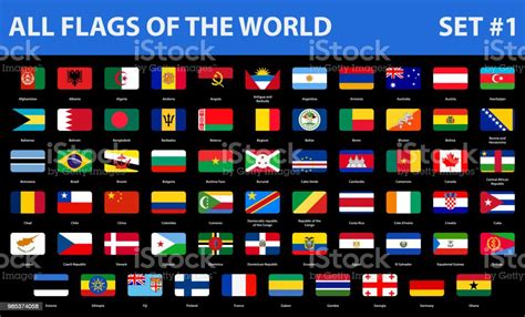 All Flags Of The World In Alphabetical Order Set 1 Of 3 Stock Vector