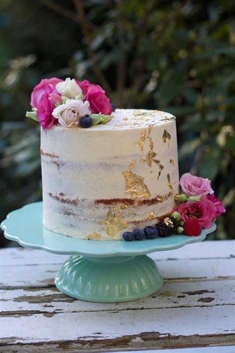 Naked Wedding Gold Cake Decorated Cake By Agnes Linsen Cakesdecor