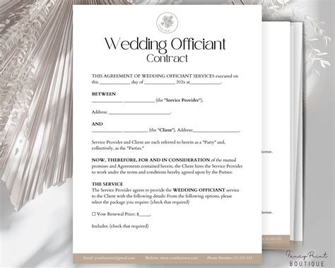 Editable Wedding Officiant Contract officiant Agreement - Etsy