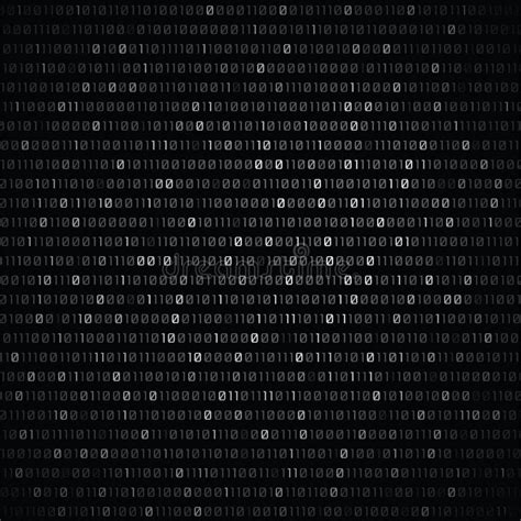 Vector Black And White Binary Code On Dark Background Illustration