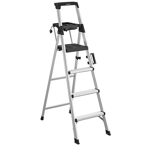 Cosco 2061aablke Signature Series Aluminum 4 Step Ladder With Work Platform