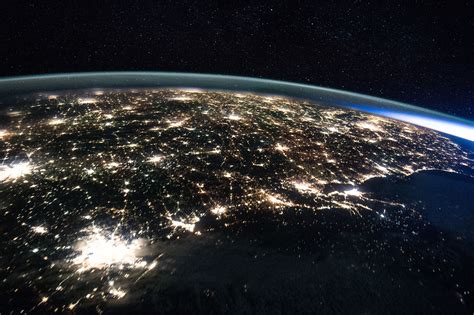 The night lights of Houston and the Gulf Coast from the International