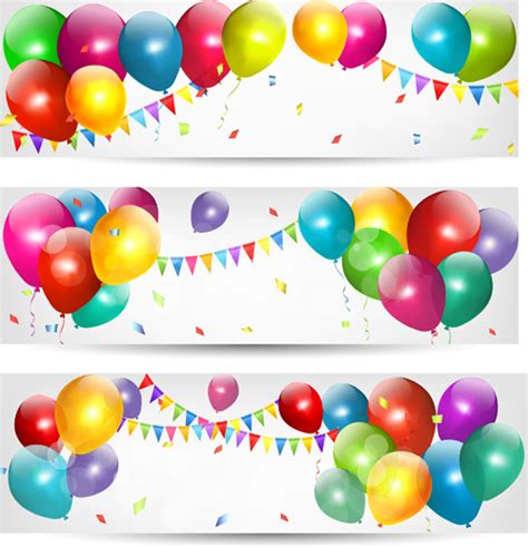 Birthday Banners Colored Balloons Vector Free Vector In Adobe