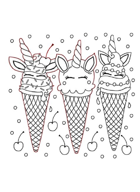 Free Unicorn Ice Cream Cone Coloring Page Printable Print And Color