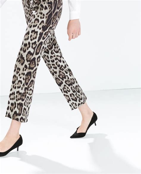 zara woman leopard print trousers clothes printed trousers zara