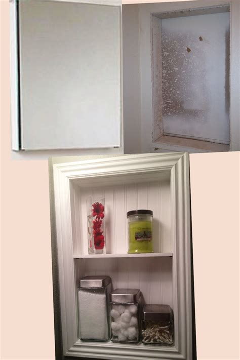 The first step was to remove the old medicine cabinet. Replacing mirrored medicine cabinet for an inset ...