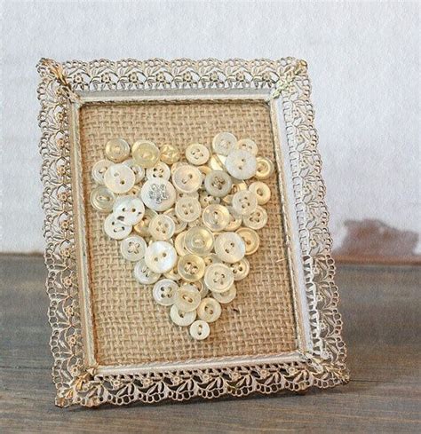 Vintage Inspired Burlap Button Heart In Rusty Frame Diy Buttons