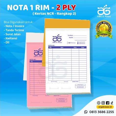 Jual Cetak Nota Ply Rim Custom Ncr Rangkap Bon Kwitansi Murah Surat Jalan Invoice Tanda
