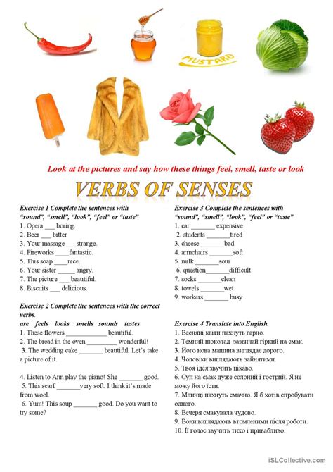 Verbs Of Senses Feel Smell Taste English Esl Worksheets Pdf And Doc