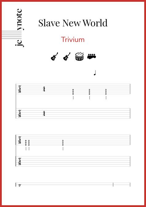trivium slave new world guitar and bass sheet music jellynote