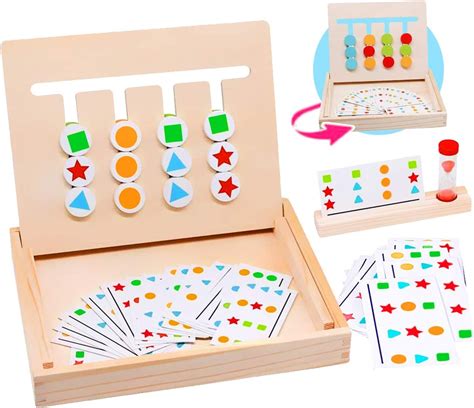Jouets En Bois Montessori Puzzle De Tri Couleurs Avec Sablier Forme