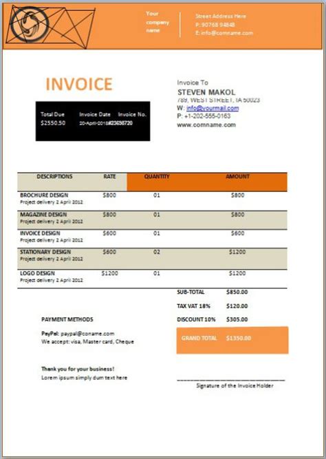 Hourly Invoice Template Creative And Free Invoices For Hours Worked