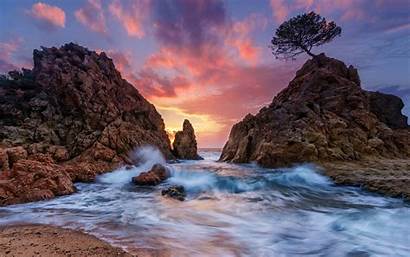 Costa Brava Spain Wallpapers Sunset Coast Ocean
