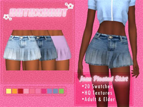 B0t0xbrat Jean Pleated Skirt Sims 4 Sims 4 Mods Clothes Sims