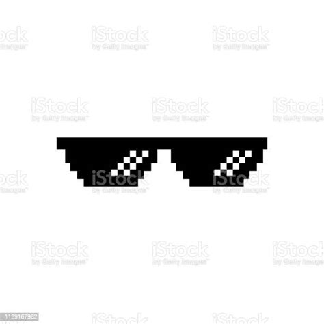 Creative Vector Illustration Of Pixel Glasses Thug Life Meme Isolated On White Background Ghetto