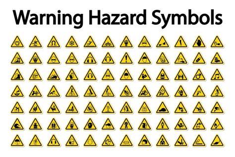 Hazard symbols have come a long way from the rudimentary drawings used to designate poison in the early 1800s. Large Set of Warning Hazard Symbols - Download Free ...