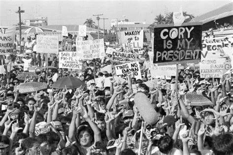 This event culminated a people's struggle against the dictatorship. Writer, details how EDSA 1986, Cory Aquino losses big gov ...