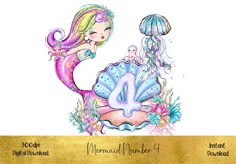 Mermaid Number 4 Graphic By Stbb · Creative Fabrica