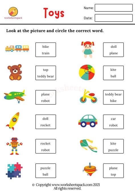 Toys Vocabulary Worksheets Pdf Printable And Online Worksheets Pack