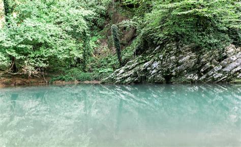 Beautiful Turquoise Lake In Mountains Forest Great Design For Any