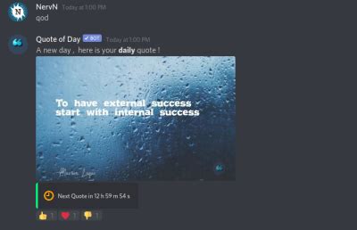 Since quote uses discord's webhook api to replace your. Quote of Day | Discord Bots