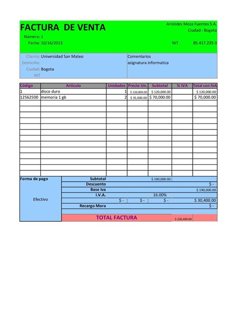 Factura En Excel Download