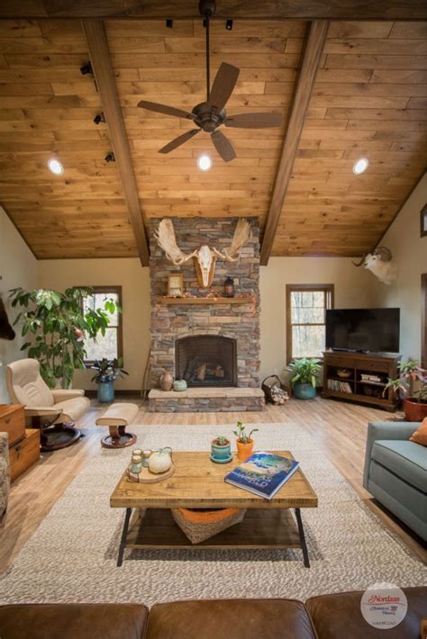 Otherwise, flicker may produce when the light beam pass through the rotating. Get cozy in this rustic living room with wood vaulted ...