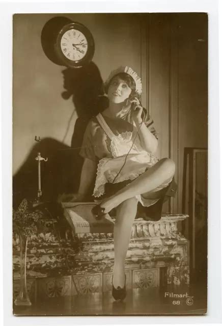 1920s French Risque Nude Deco Chamber Maid On Telephone Flapper Photo Postcard 1557 Picclick