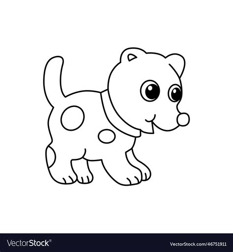 Cute Dog Cartoon Coloring Page For Kids Royalty Free Vector