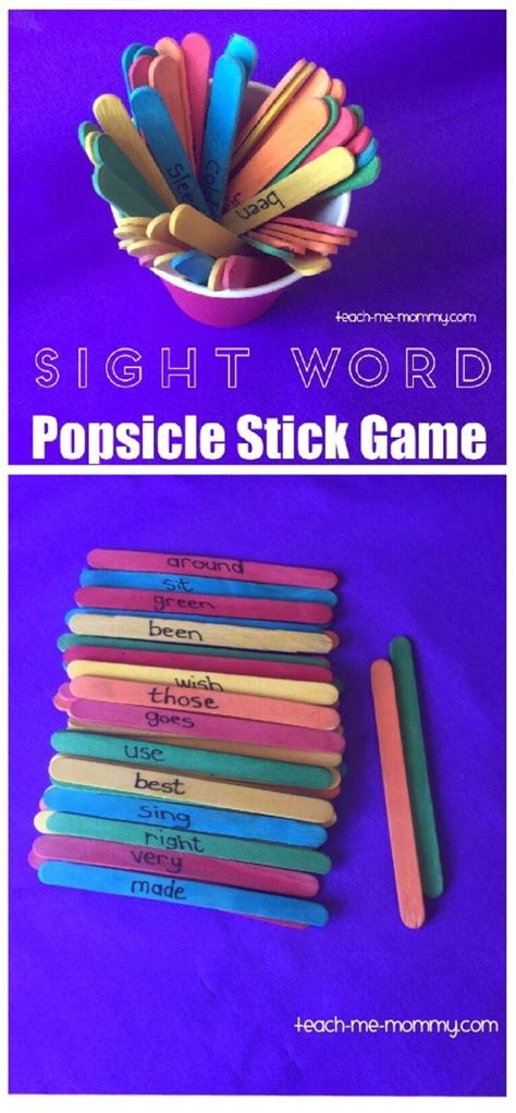 Sight Word Popsicle Stick Game Word Games For Kids Sight Word Fun