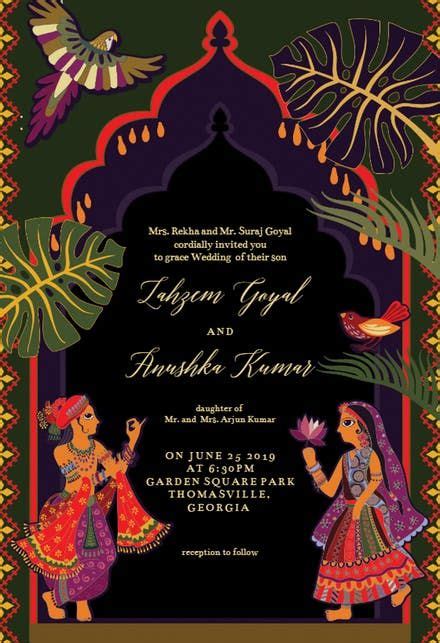Indian Lovers Wedding Invitation Template Free Indian Wedding
