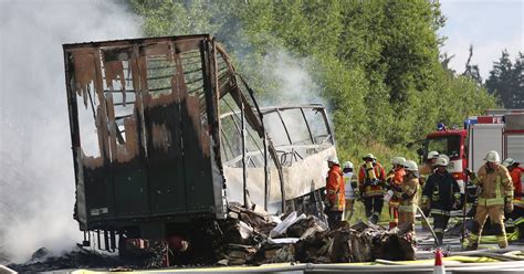 Tour Bus Bursts Into Flames After Crash In Germany Killing At Least 18 Huffpost