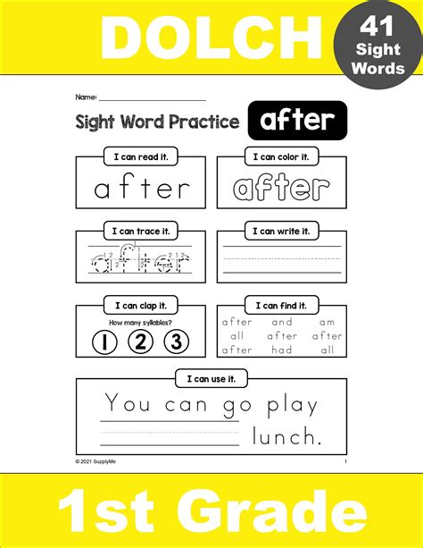 Each First Grade Sight Word Worksheet Focuses On One Sight Word Which